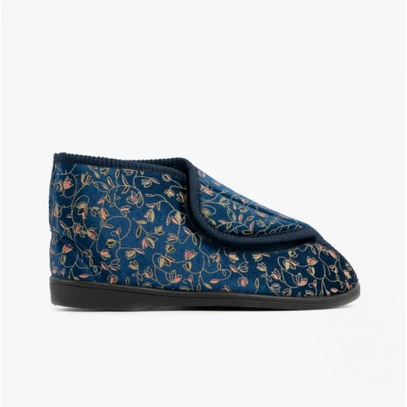 Zedzzz GERALDINE Womens Boot Slippers Navy sold by Shuperb