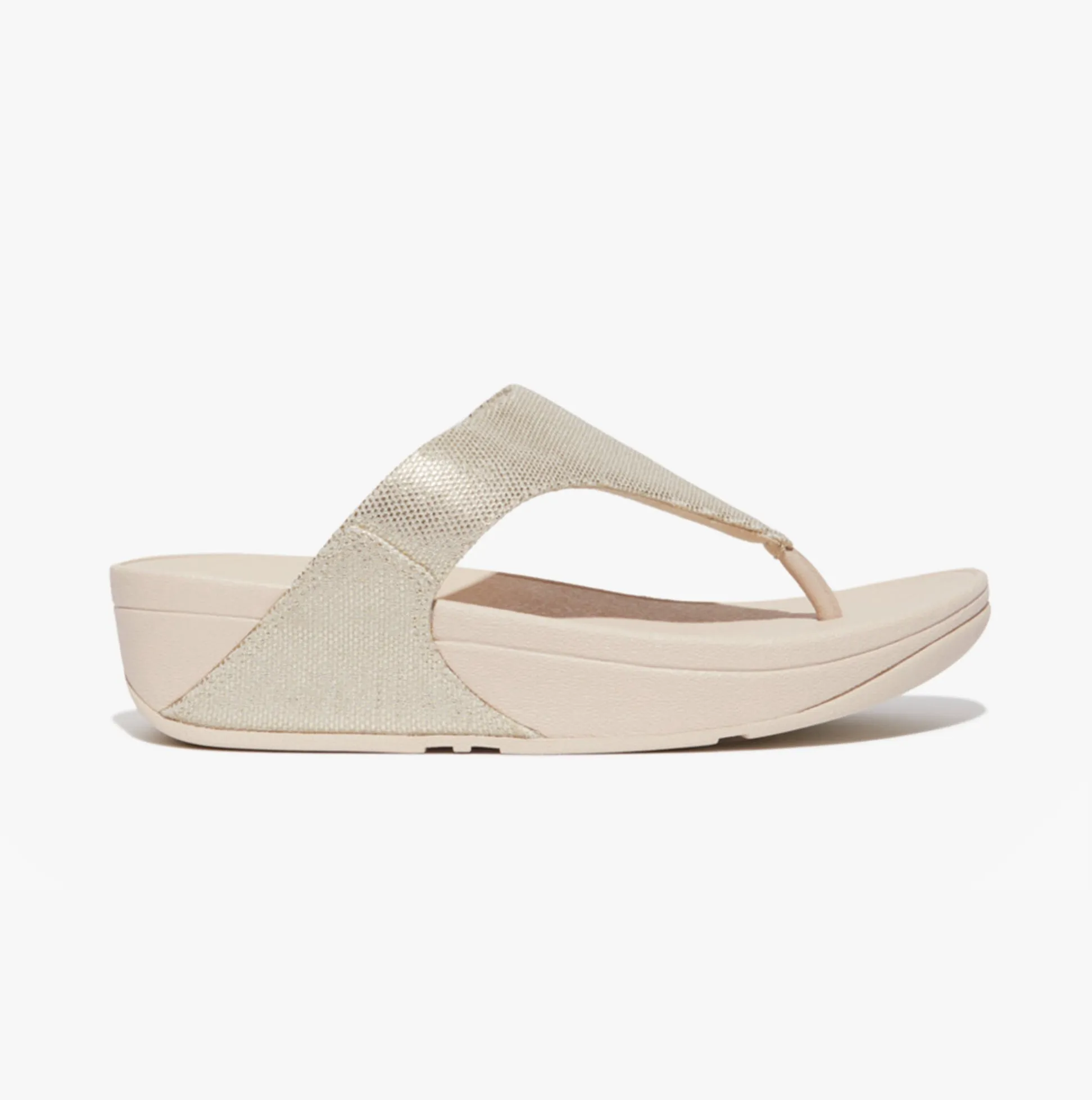 LULU GLITZ-CANVAS Womens Toe Post Platino sold by Shuperb