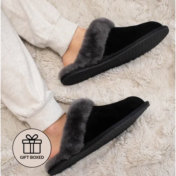 HOS Sheepskin AYLA Womens Real Sheepskin Mule Slippers Black sold by Shuperb product image thumbnail 2
