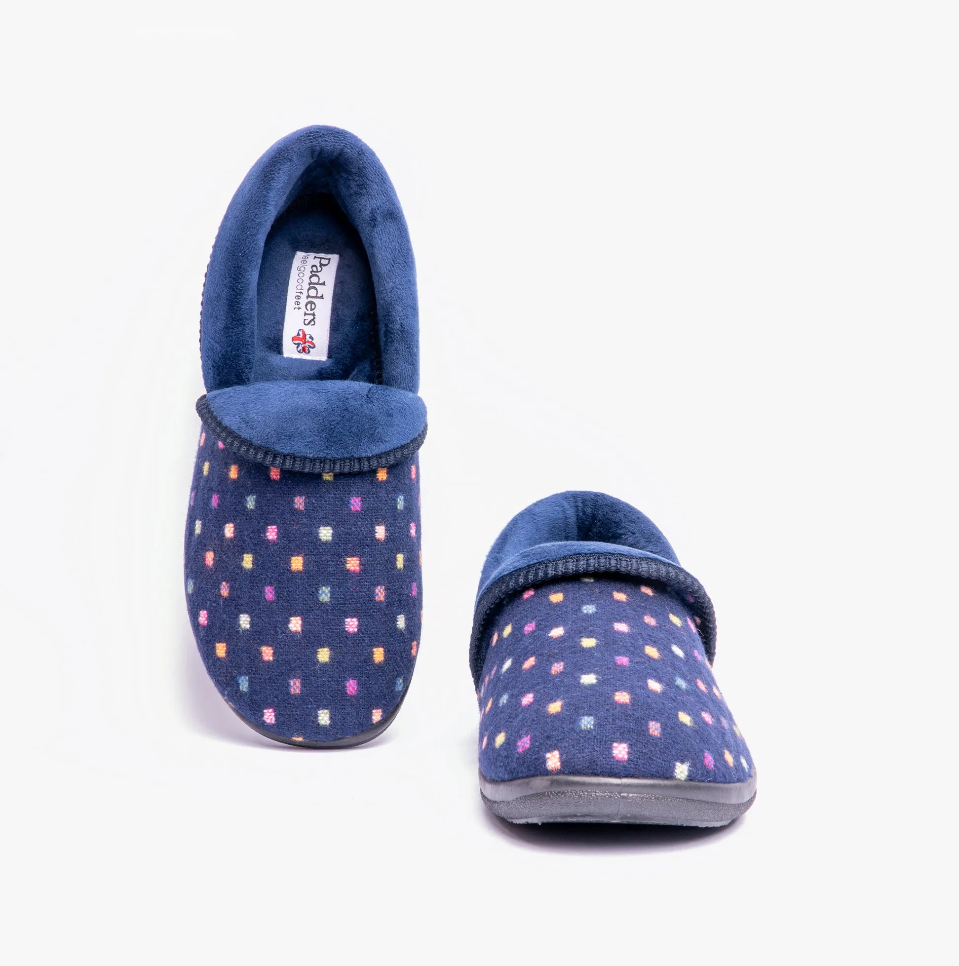 Padders MELLOW Womens (2E Fit) Full Slippers Navy Woven Spot sold by Shuperb product image thumbnail 4