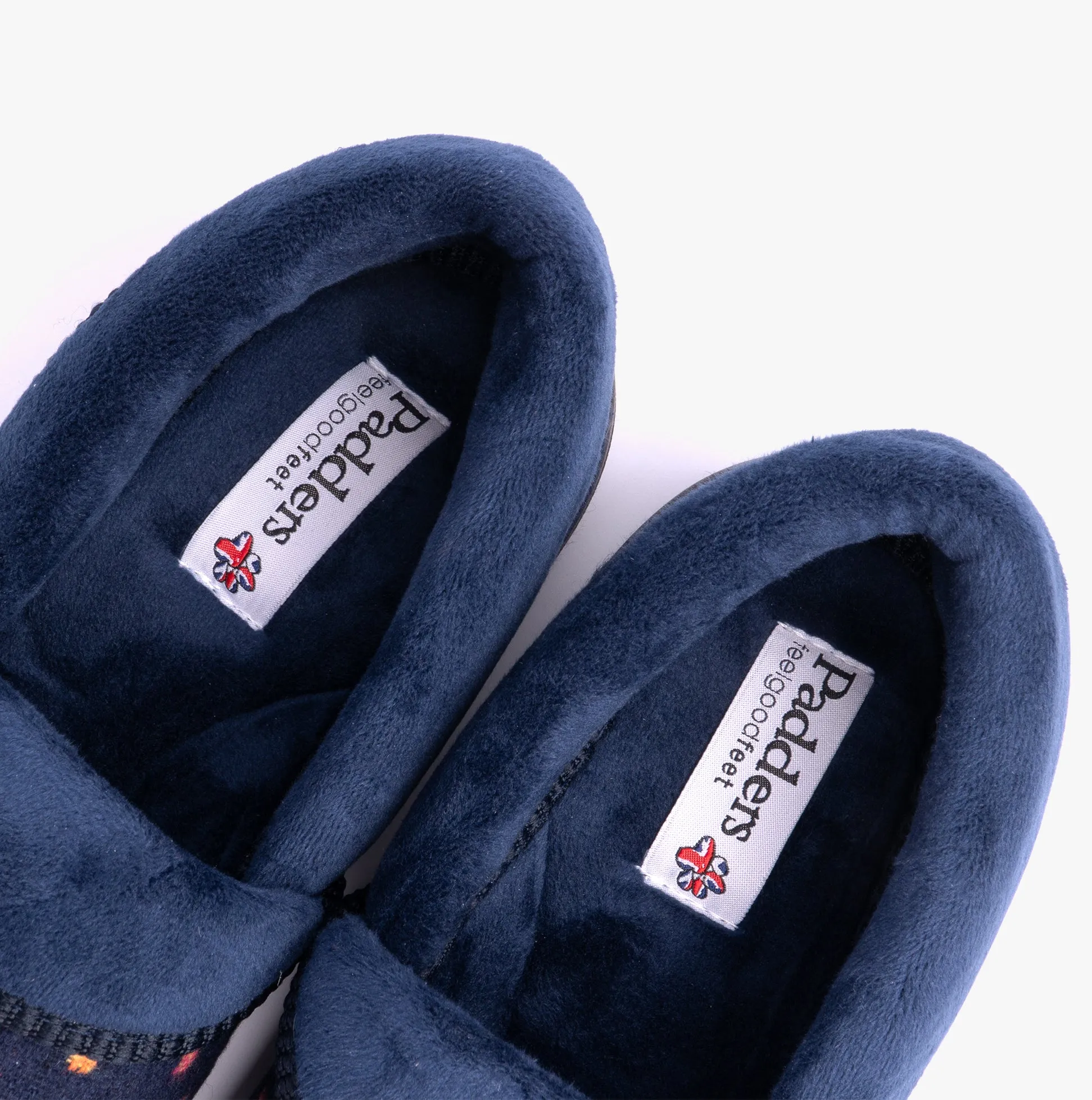 Padders MELLOW Womens (2E Fit) Full Slippers Navy Woven Spot sold by Shuperb product image thumbnail 2