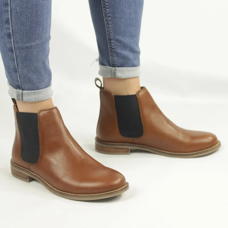 Cipriata ALEXANDRA Womens Leather Slip On Chelsea Boots Cognac sold by Shuperb