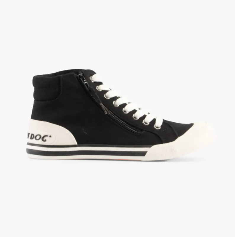 Rocket Dog JAZZIN HI Womens Canvas Trainers Black sold by Shuperb