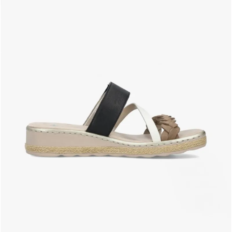 Rieker 61758-90 Womens Mules Beige Multi sold by Shuperb