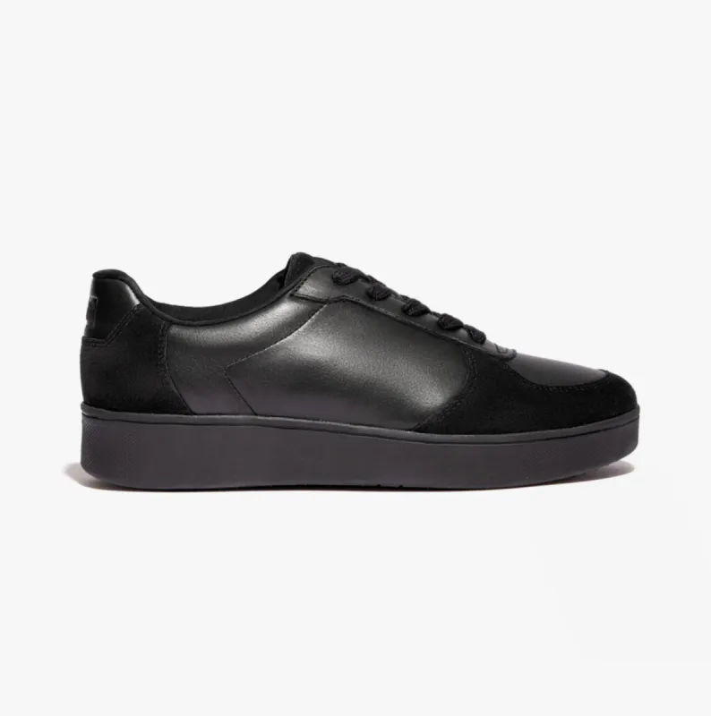 RALLY PANEL Ladies Leather Trainers All Black made by Shuperb