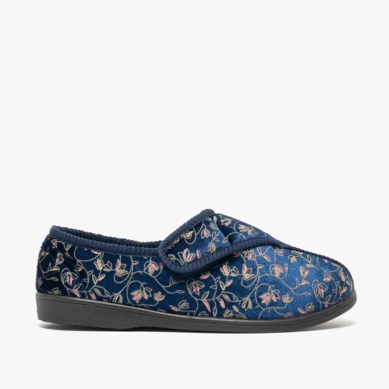 Zedzzz JANICE Womens Full Slippers Navy sold by Shuperb