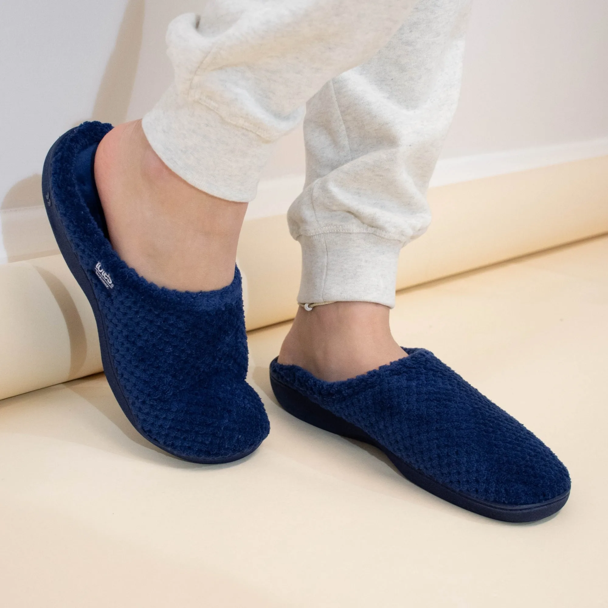 Totes Isotoner POPCORN TERRY Womens Mule Slippers Navy sold by Shuperb product image thumbnail 2