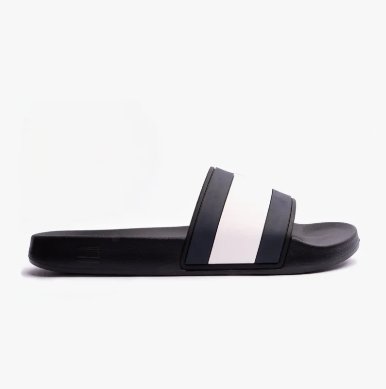 Tommy Hilfiger FLAG Mens Poolside Logo Sliders Desert Black made by Tommy Hilfiger
