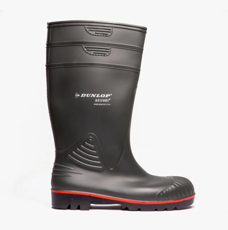 Dunlop ACIFORT Mens Safety Wellington Boots Dark Green made by Shuperb