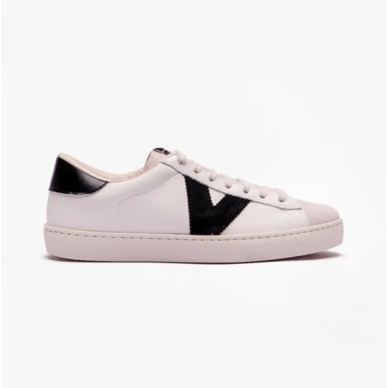 Victoria BERLIN LEATHER & SPLIT Womens Trainers White/Black sold by Shuperb