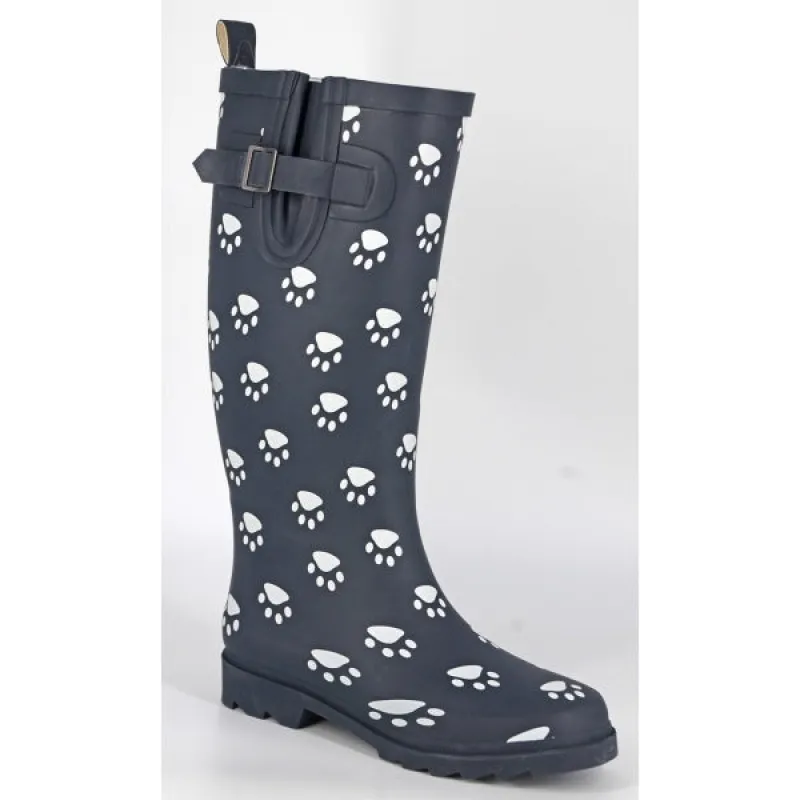 Stormwells W274C Womens Wellington Boots Navy Blue/Paw Print sold by Shuperb