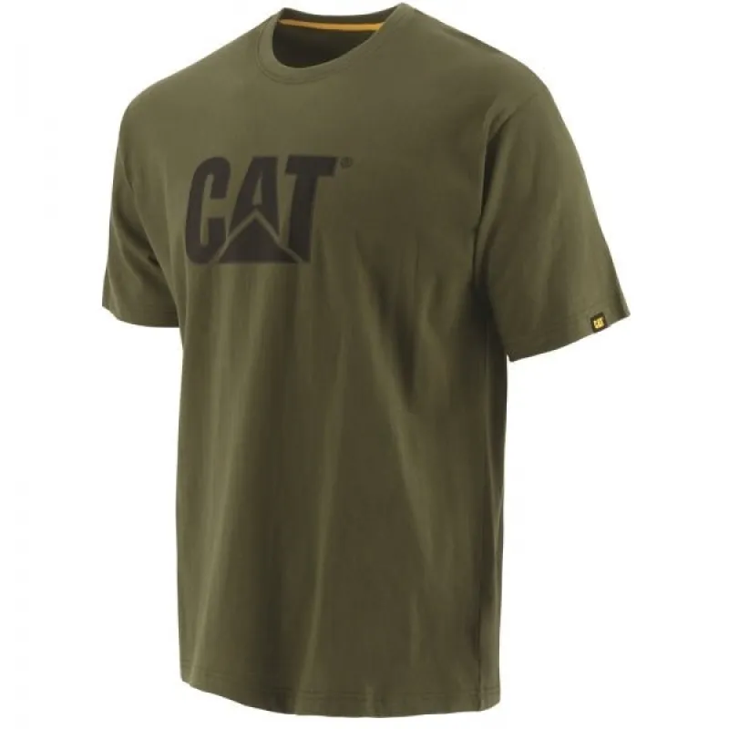 CAT TRADEMARK LOGO Mens Cotton T-Shirt Dark Green sold by Shuperb