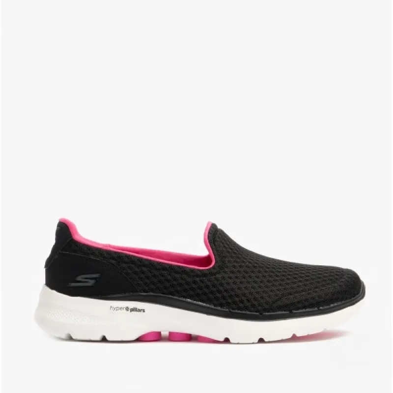 GO WALK 6 BIG SPLASH Ladies Slip On Trainers Black/Hot Pink sold by Shuperb