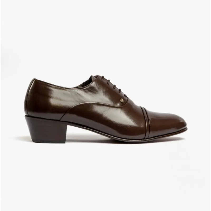 Club Cubano CORDOBA Mens Soft Leather Lace-Up Cuban Heel Oxford Shoes Dark Brown sold by Shuperb