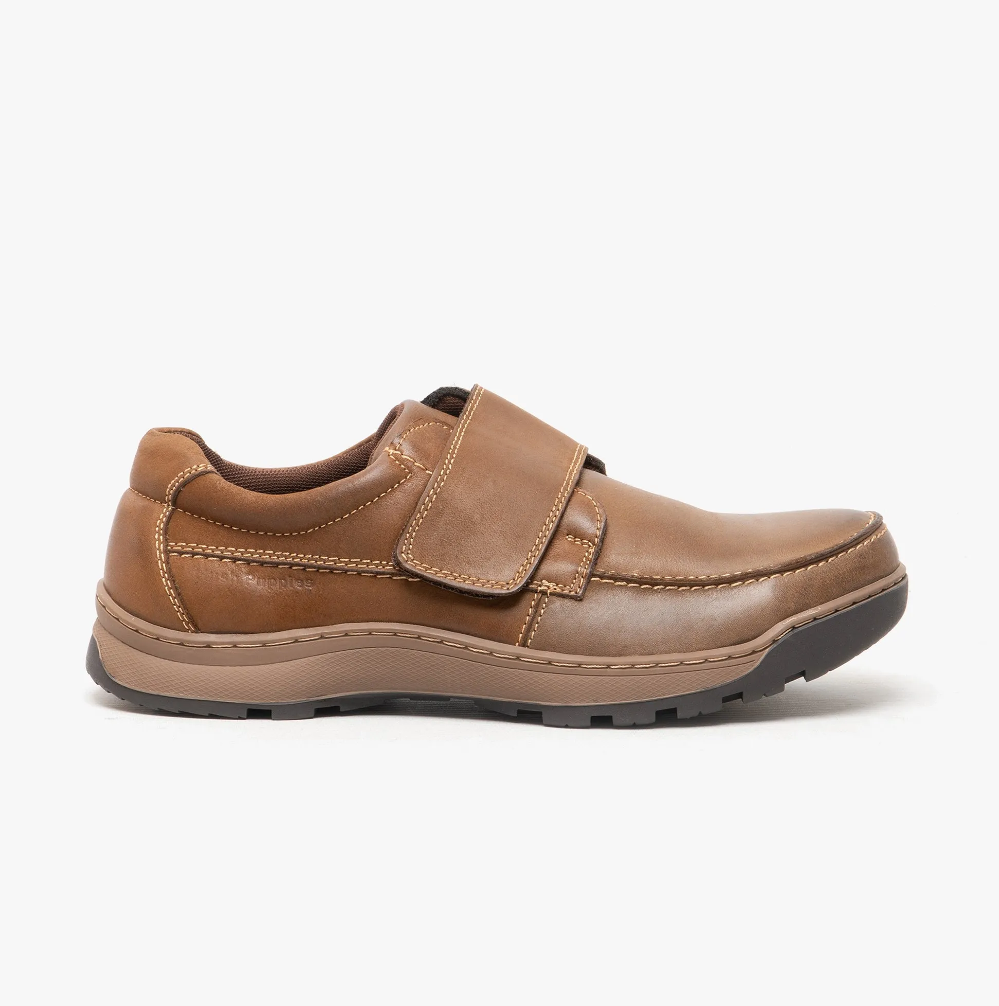 Hush Puppies CASPER Mens Leather Touch Fasten Shoes Brown sold by Shuperb