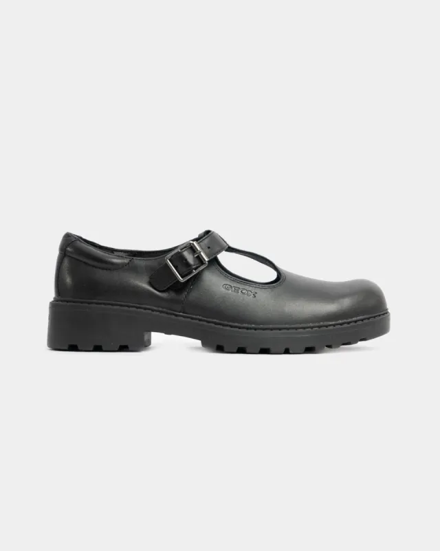 GEOX CASEY Girls Matte Black School Shoes sold by Shuperb