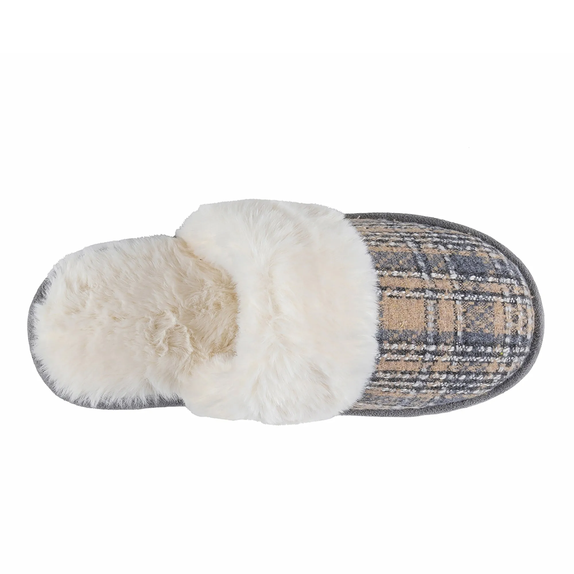 Totes Isotoner BRUSHED CHECK Womens Mule Slippers Grey sold by Shuperb product image thumbnail 5