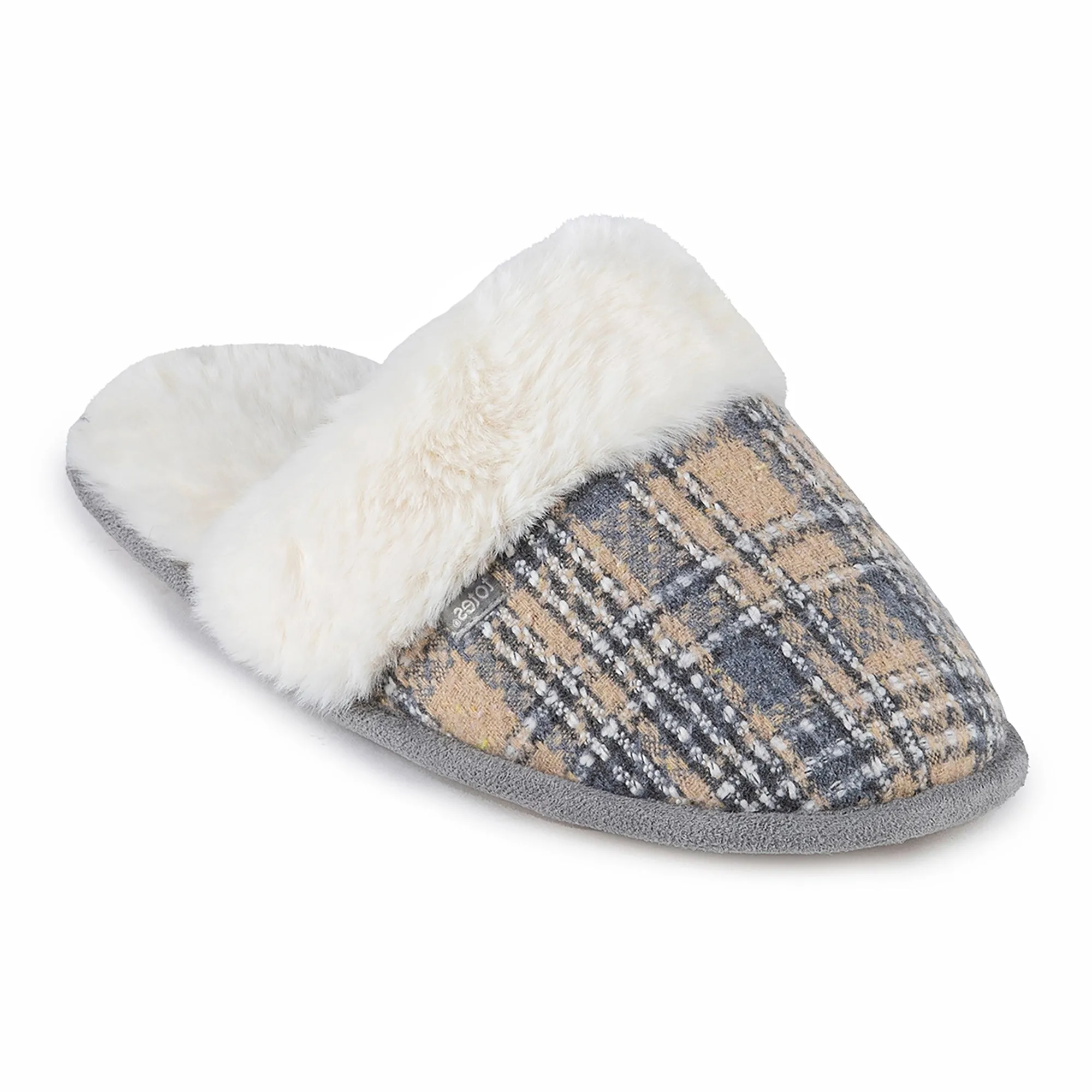 Totes Isotoner BRUSHED CHECK Womens Mule Slippers Grey sold by Shuperb product image thumbnail 4