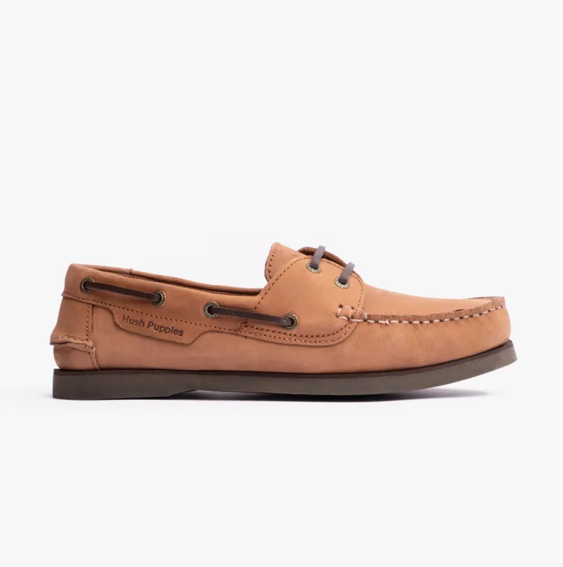 Hush Puppies HENRY Mens Boat Shoes Tan made by Hush Puppies