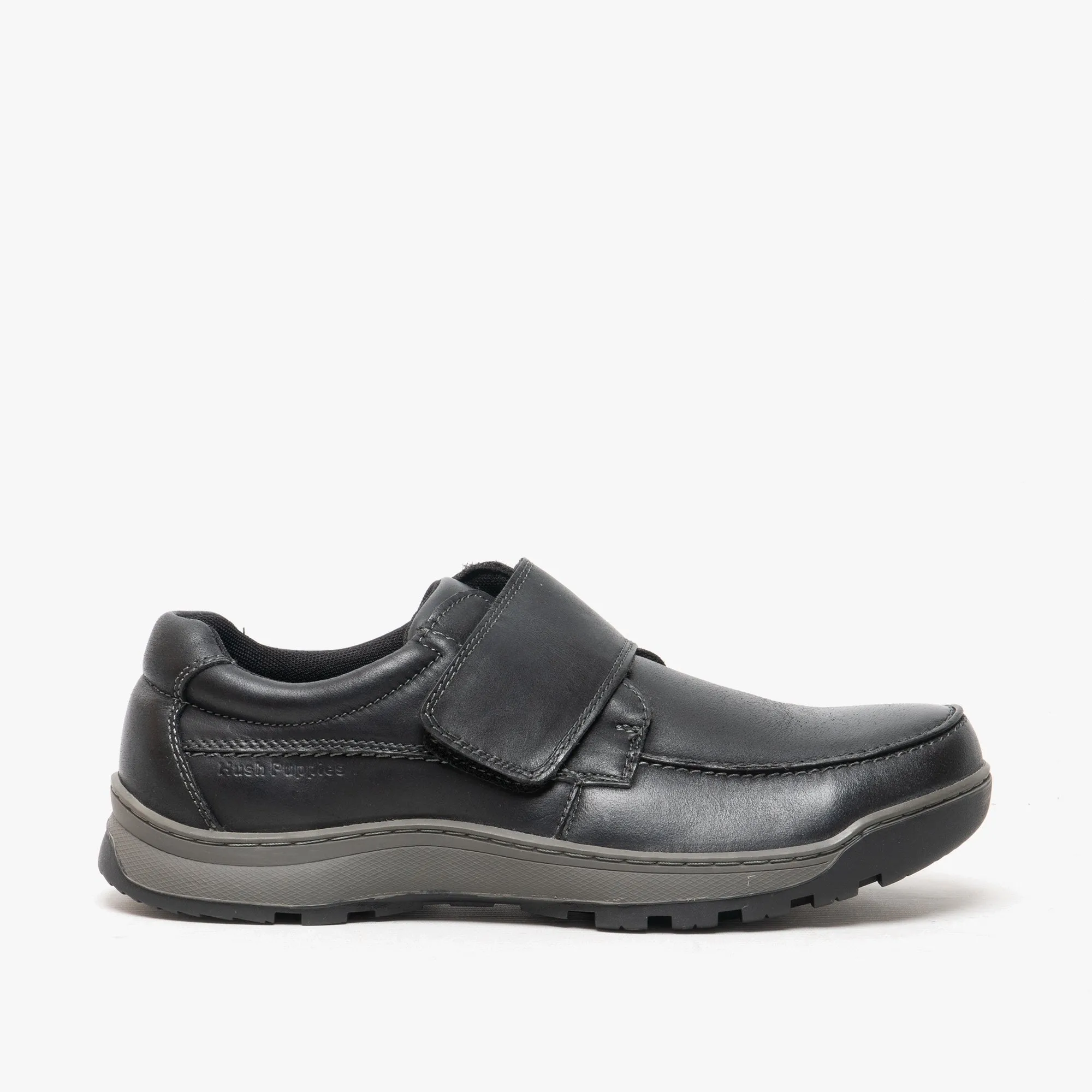 Hush Puppies CASPER Mens Leather Touch Fasten Shoes Black sold by Shuperb