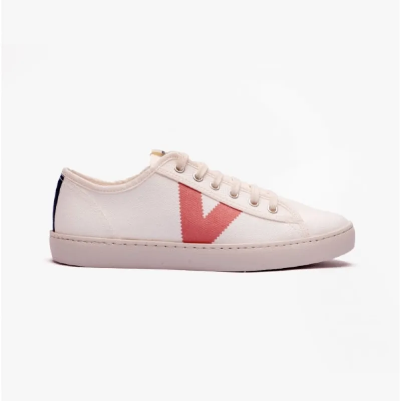Victoria BERLIN ECO CONTRAST CANVAS Womens Trainers White/Rose sold by Shuperb
