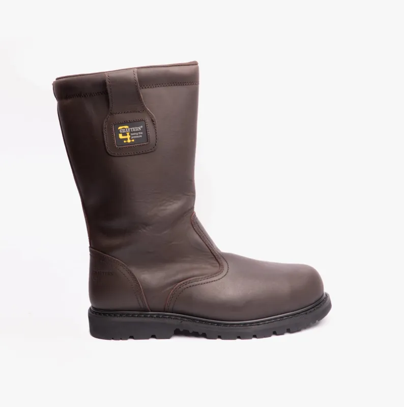 Grafters KNOX Mens Rigger Safety Boots Oily Brown sold by Shuperb