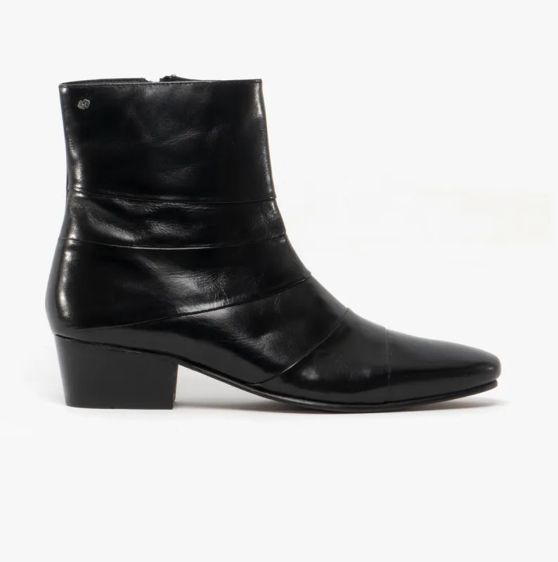 ANGELO ENRIQUE Mens Leather Cuban Heel Boots Black sold by Shuperb