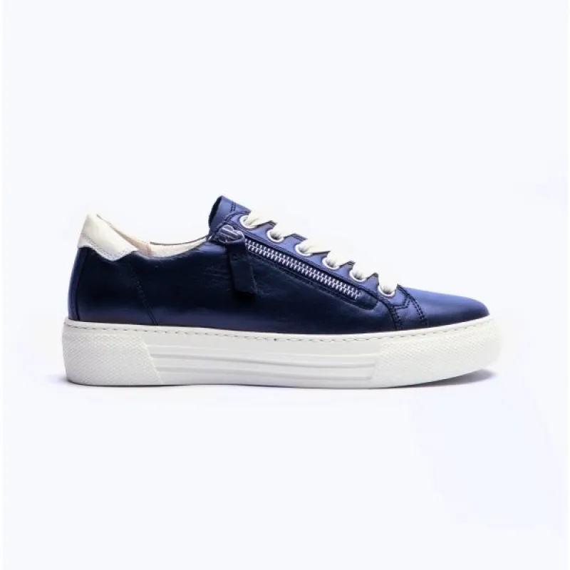 CAMPUS Ladies Wide Platform Leather Trainers Navy sold by Shuperb
