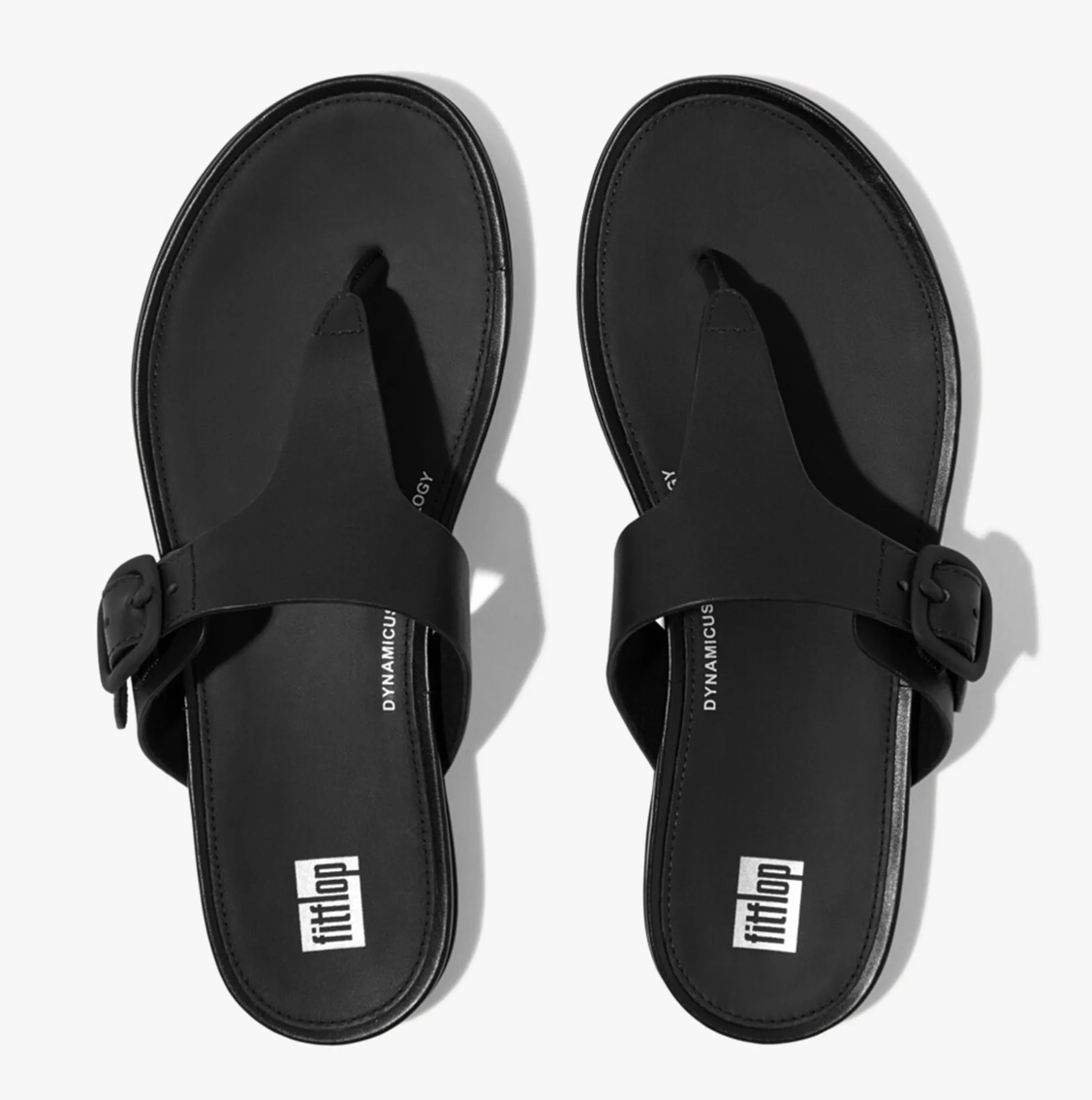 FitFlop GRACIE RUBBER-BUCKLE LEATHER Womens Toe Post All Black sold by Shuperb product image thumbnail 2