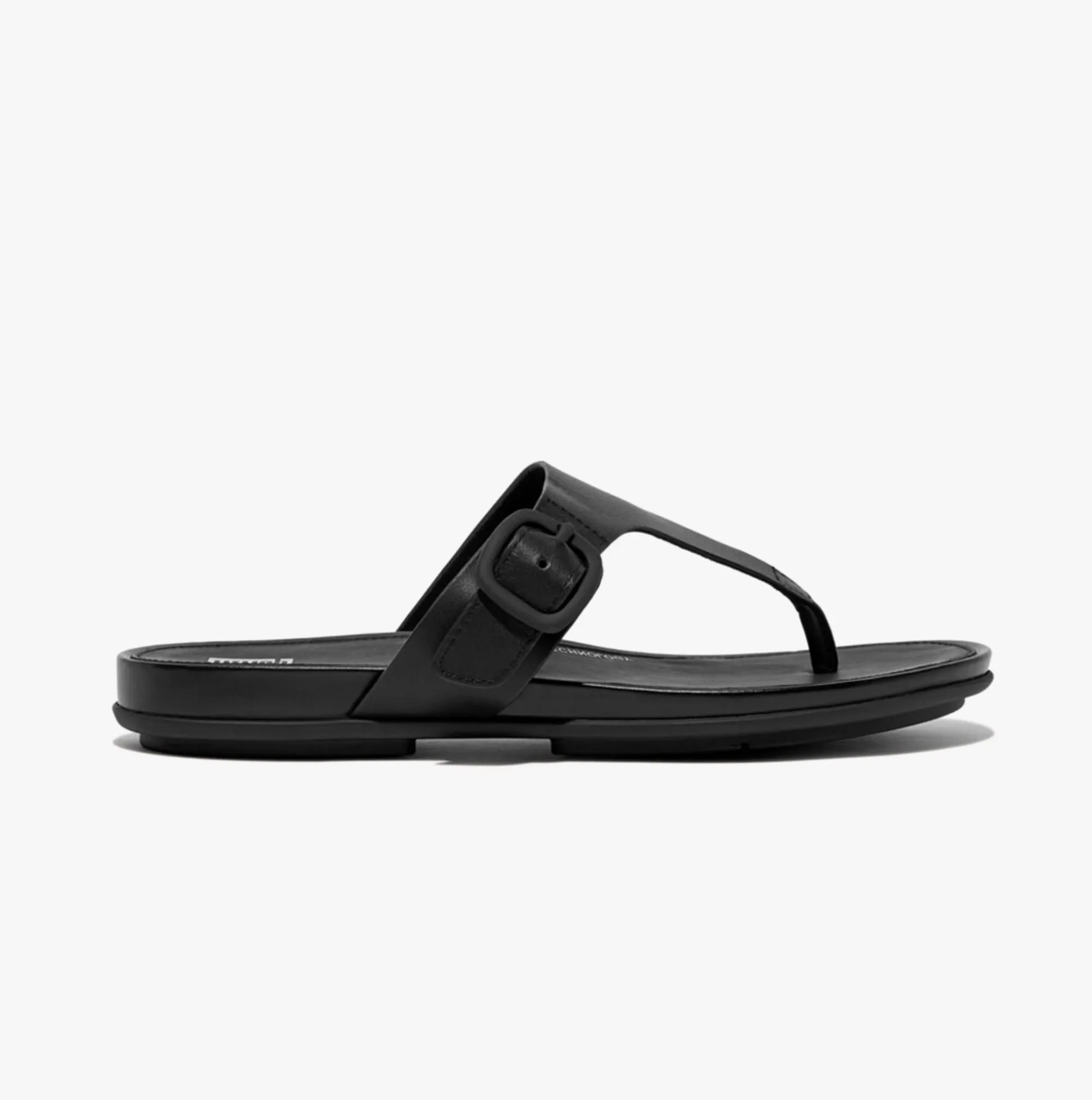 FitFlop GRACIE RUBBER-BUCKLE LEATHER Womens Toe Post All Black sold by Shuperb