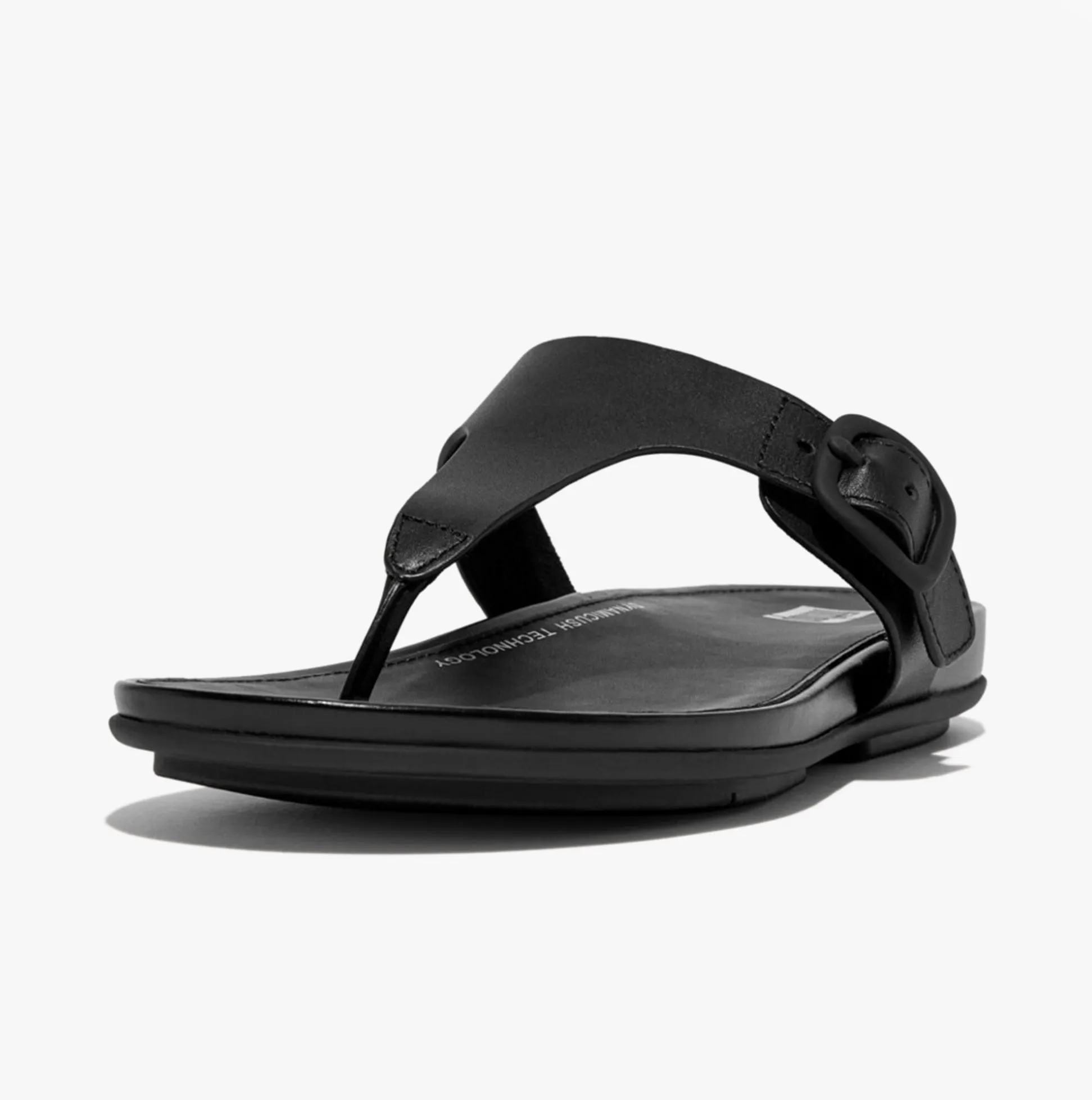 FitFlop GRACIE RUBBER-BUCKLE LEATHER Womens Toe Post All Black sold by Shuperb product image thumbnail 4