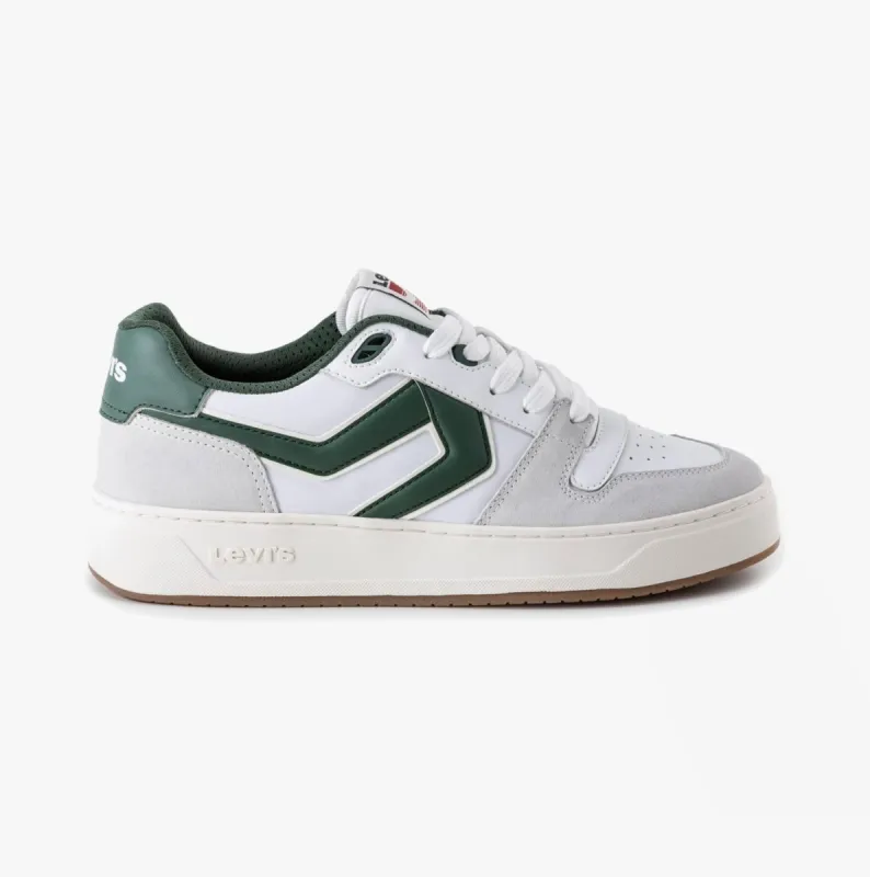 Levi's GLIDE L Mens Trainers White/Green sold by Shuperb