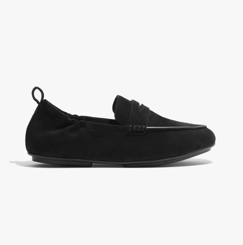 FitFlop FJ7-090 ALLEGRO SUEDE Womens Penny Loafers All Black sold by Shuperb