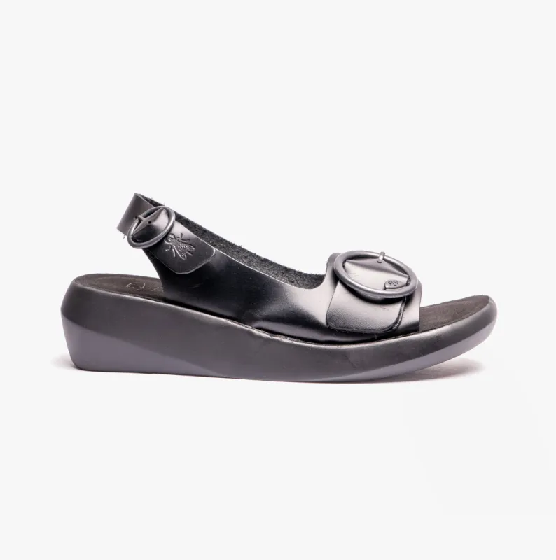 Fly London BERK754FLY Womens Slingback Buckle Sandals Black sold by Shuperb