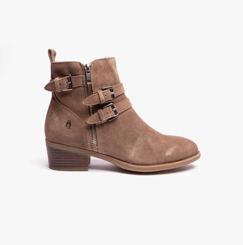 Hush Puppies JENNA Womens Leather Ankle Boots Taupe made by Hush Puppies