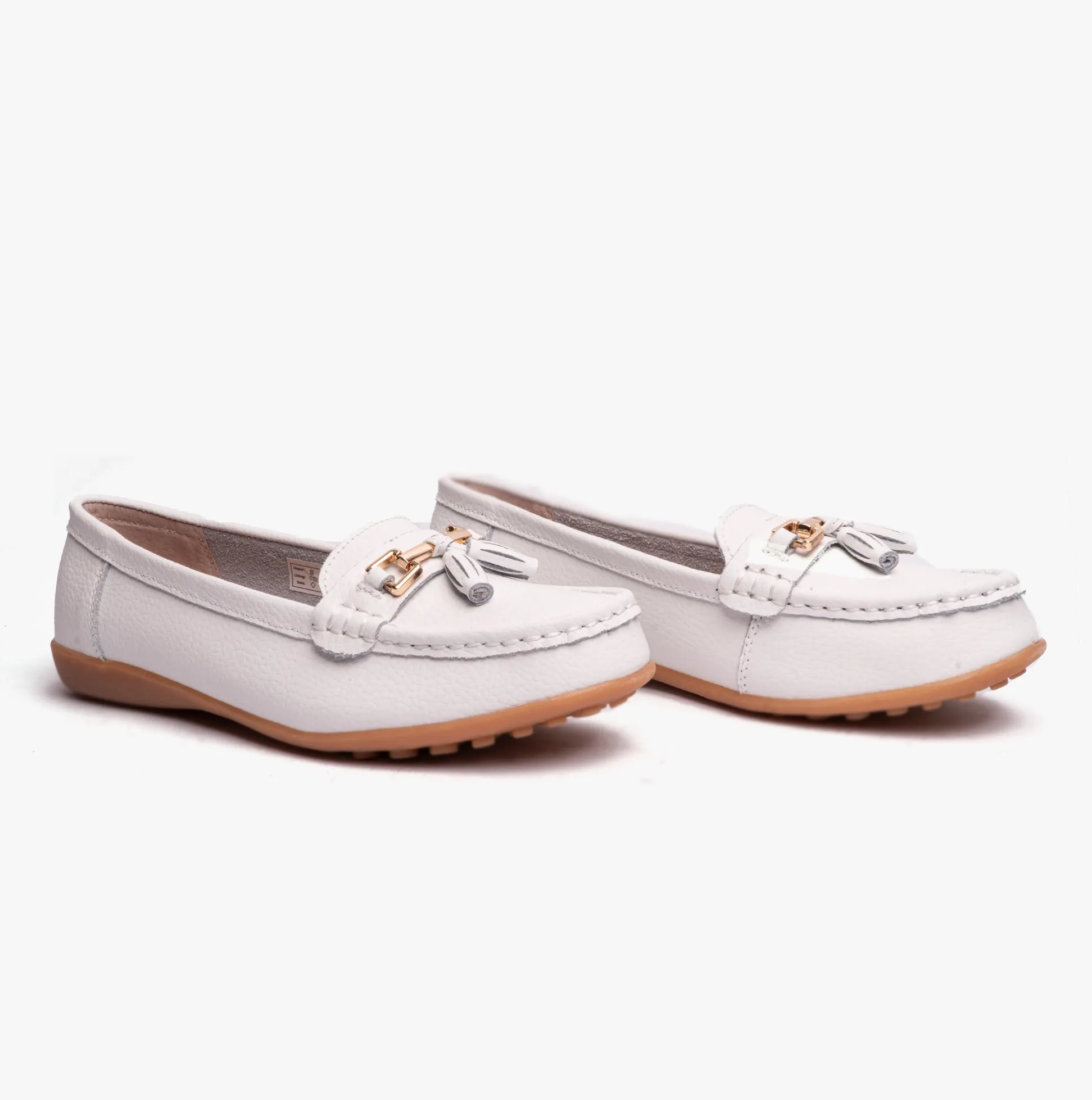 Boulevard CAMILLA Womens Leather Tassle Loafers White sold by Shuperb product image thumbnail 2