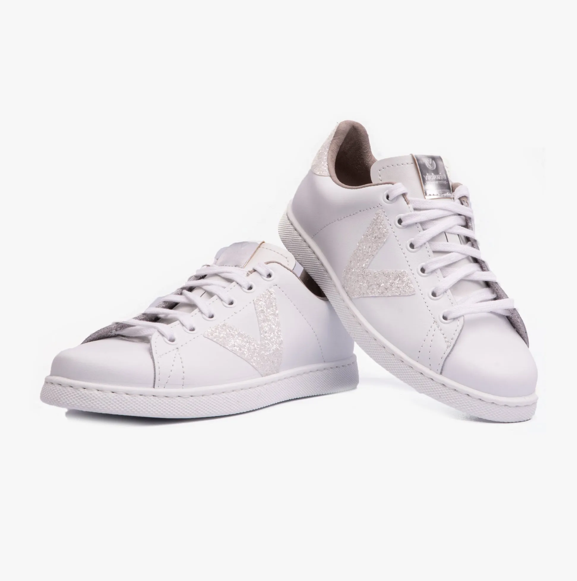 Victoria TENIS LEATHER & GLITTER SWIRLS Womens Trainers Blanco sold by Shuperb product image thumbnail 4