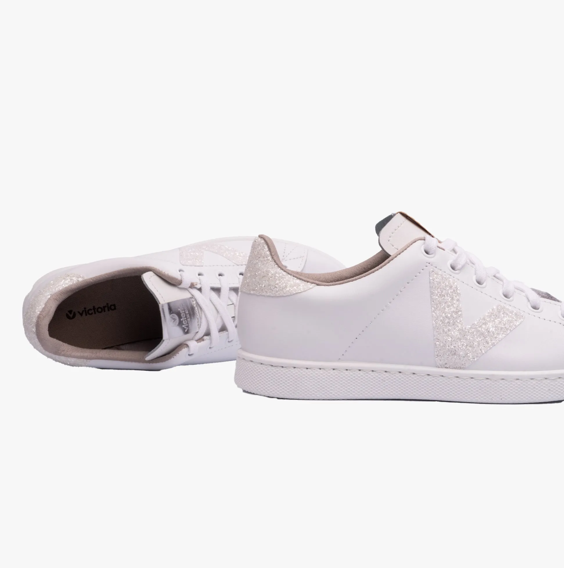 Victoria TENIS LEATHER & GLITTER SWIRLS Womens Trainers Blanco sold by Shuperb product image thumbnail 2