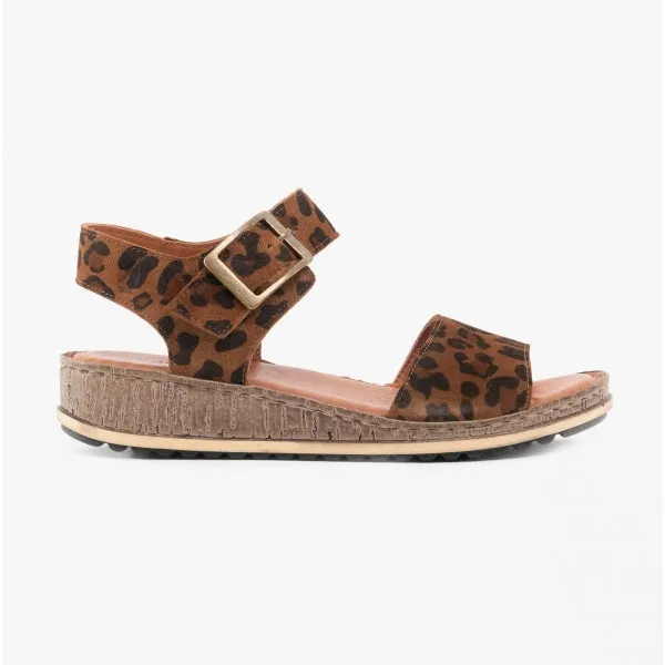 ELLIE Ladies Suede Sandals Leopard sold by Shuperb