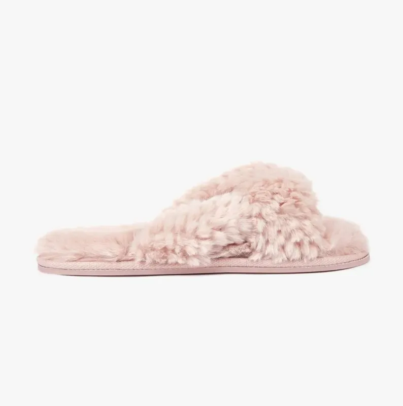 Bedroom Athletics NICKI Womens Faux Fur Slipper Sliders Dusky Pink sold by Shuperb