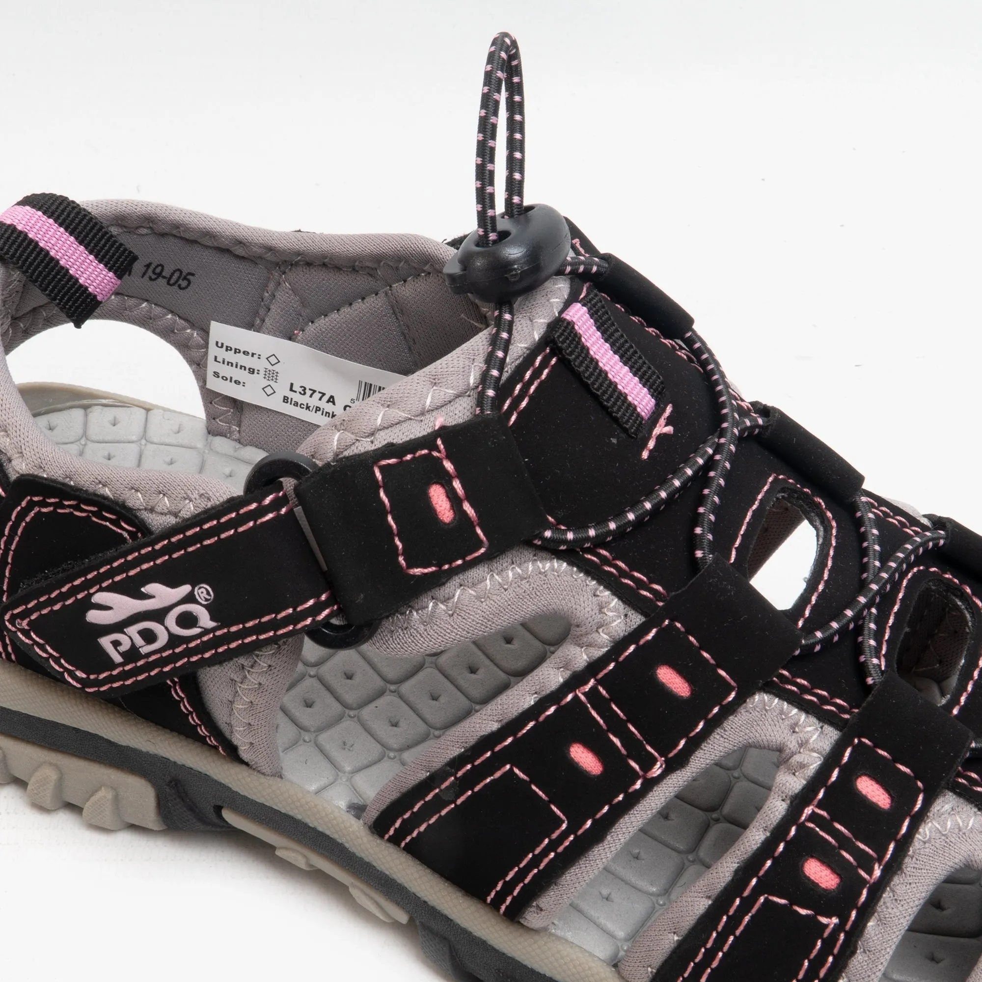 PDQ SASHA Womens Toggle & Velcro Summer Trail Sandals Black/Pink sold by Shuperb product image thumbnail 3
