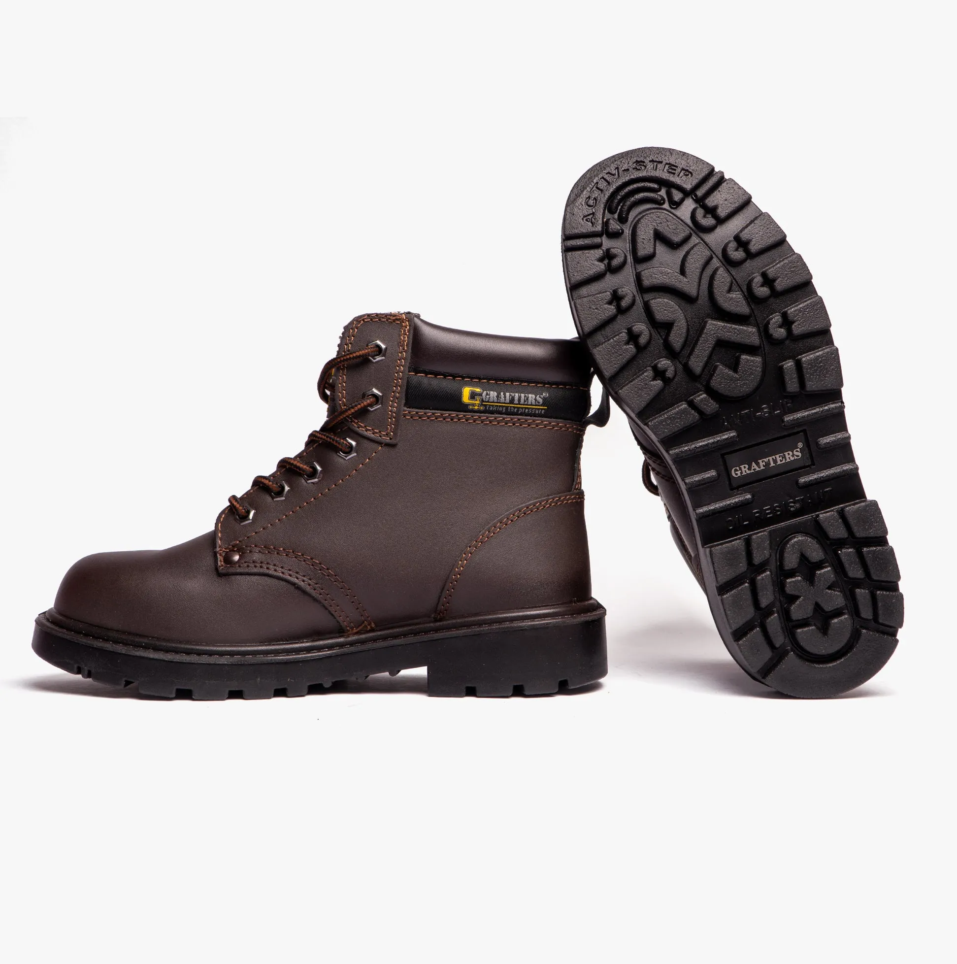 Grafters APPRENTICE Unisex Leather Safety Boots Brown sold by Shuperb product image thumbnail 4
