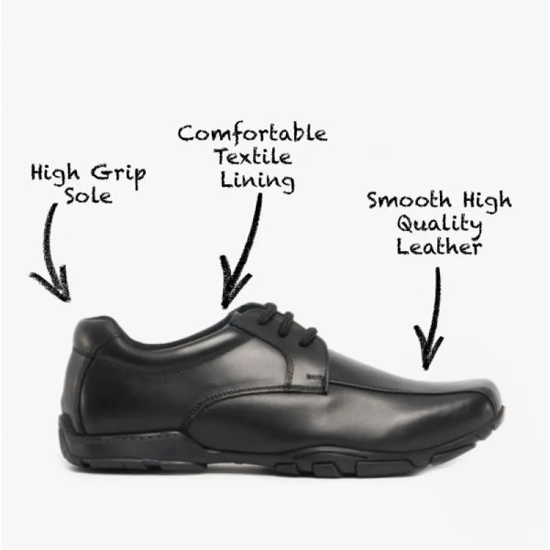 Hush Puppies VINCENTE Boys Leather Derby School Shoes Black sold by Shuperb