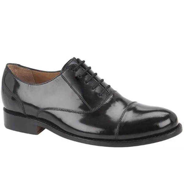 LENNIE Mens Hi-Shine Leather Oxford Shoes Black sold by Shuperb
