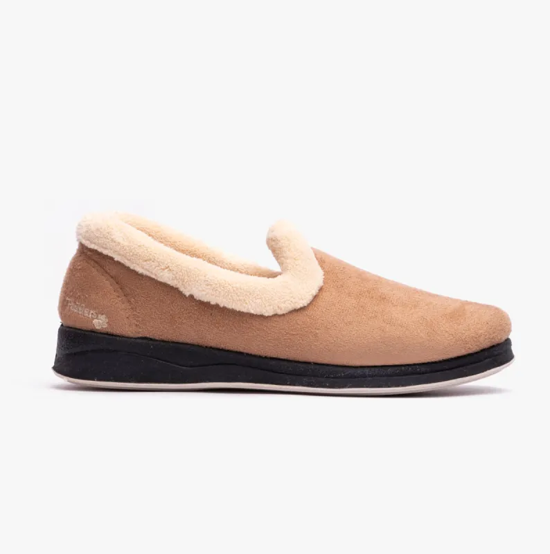 REPOSE Ladies (EE Fit) Full Slippers Camel sold by Shuperb