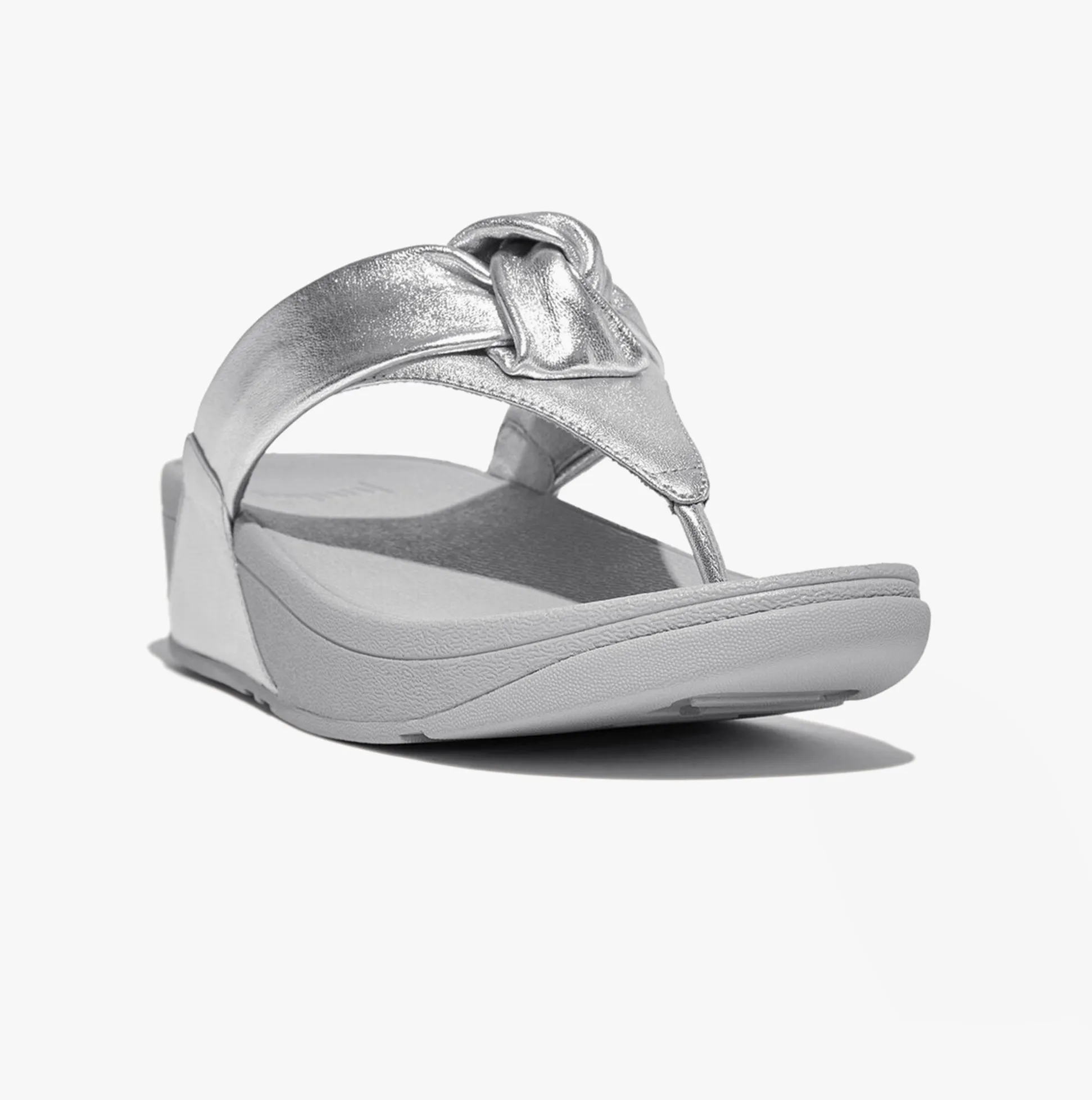 LULU PADDED-KNOT METALLIC-LEATHER Womens Toe Post Sandals Silver sold by Shuperb product image thumbnail 5