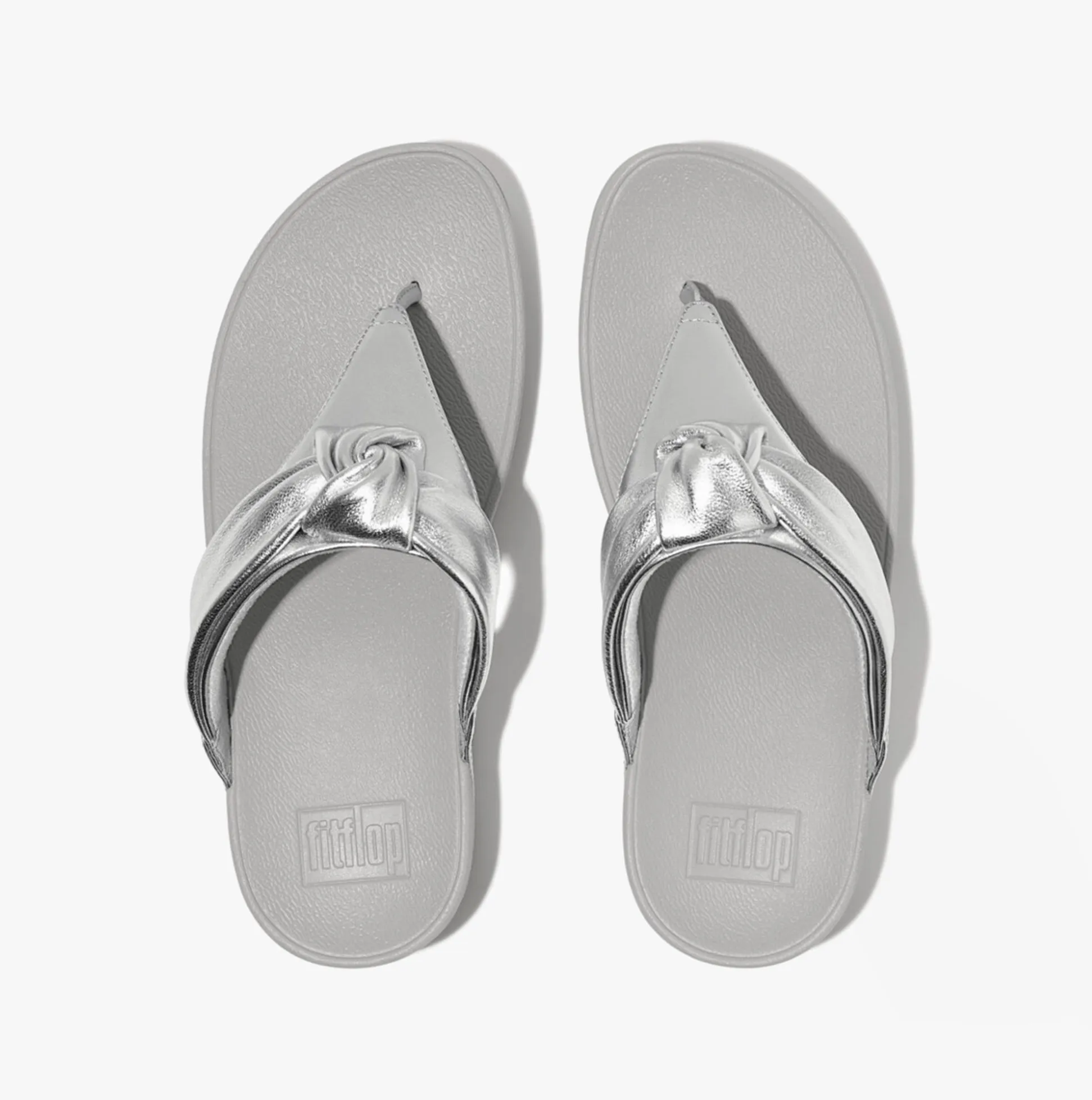 LULU PADDED-KNOT METALLIC-LEATHER Womens Toe Post Sandals Silver sold by Shuperb product image thumbnail 2