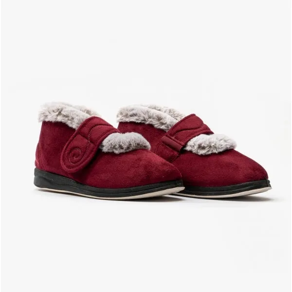 Padders HUSH Womens (2E Fit) Touch Fasten Boot Slippers Burgundy Combi sold by Shuperb product image thumbnail 2