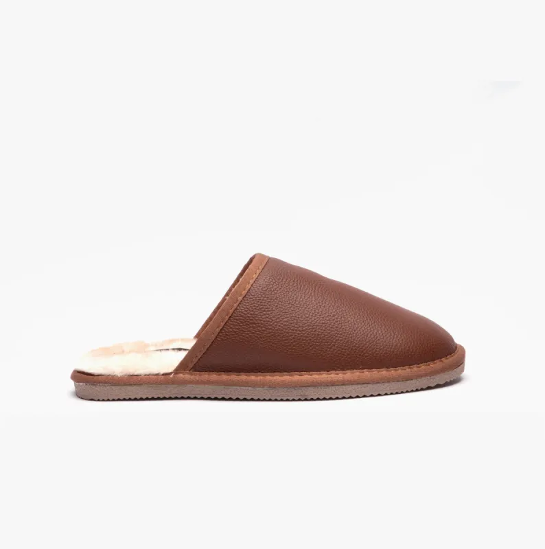 Hush Puppies COADY LEATHER SLIPPER Classic Mens Slippers Tan sold by Shuperb