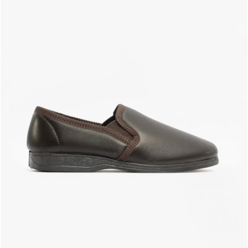 Sleepers HADLEY Mens Leather Slippers Brown sold by Shuperb